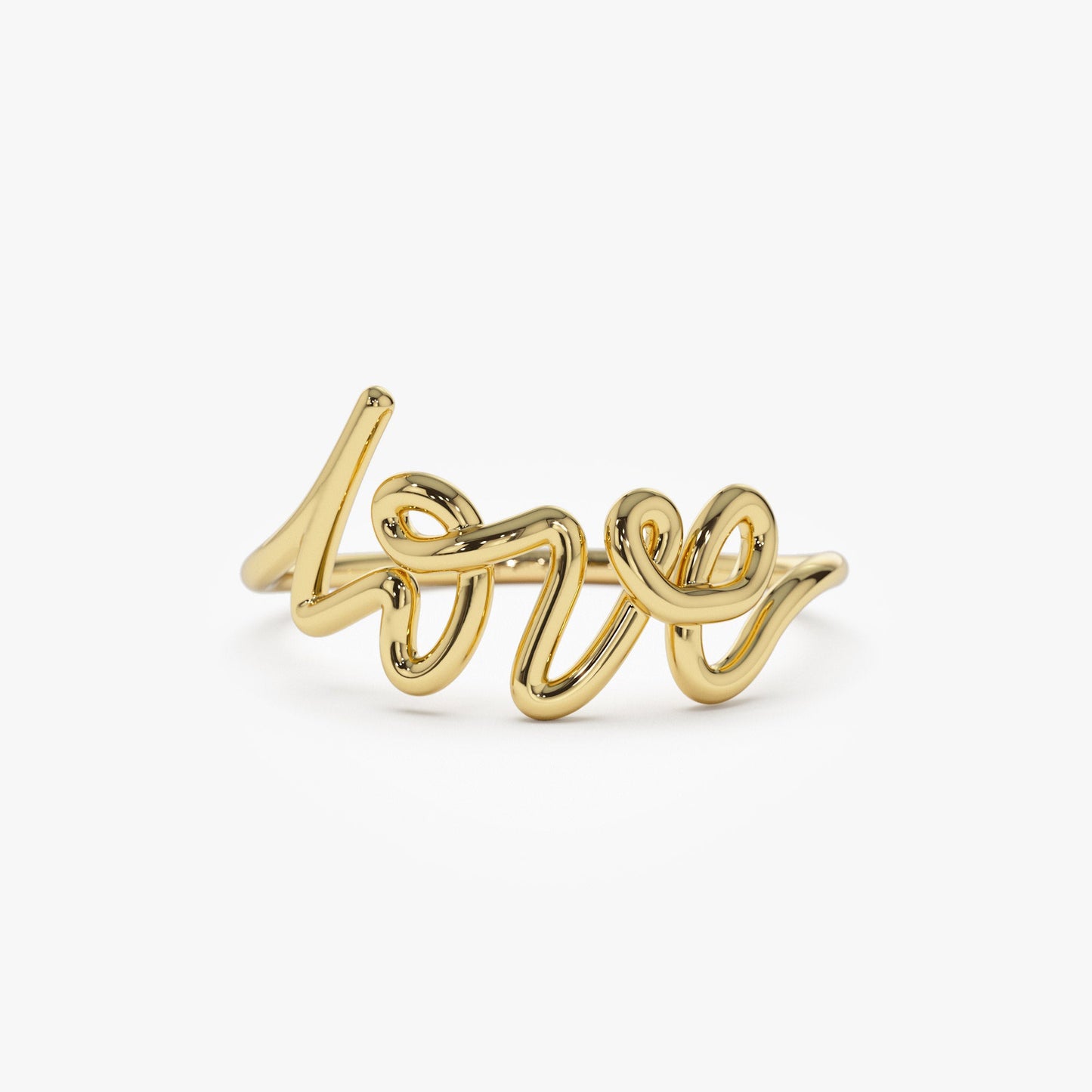 14K Gold Script Love Ring - Geum Jewels