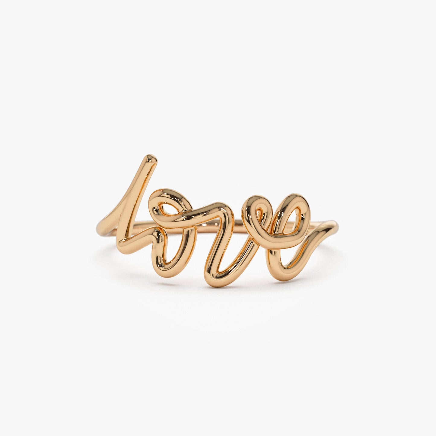 14K Gold Script Love Ring - Geum Jewels
