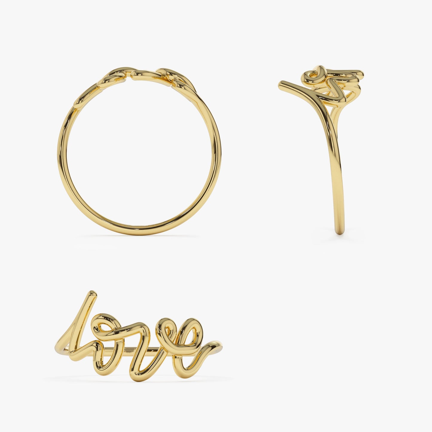 14K Gold Script Love Ring - Geum Jewels