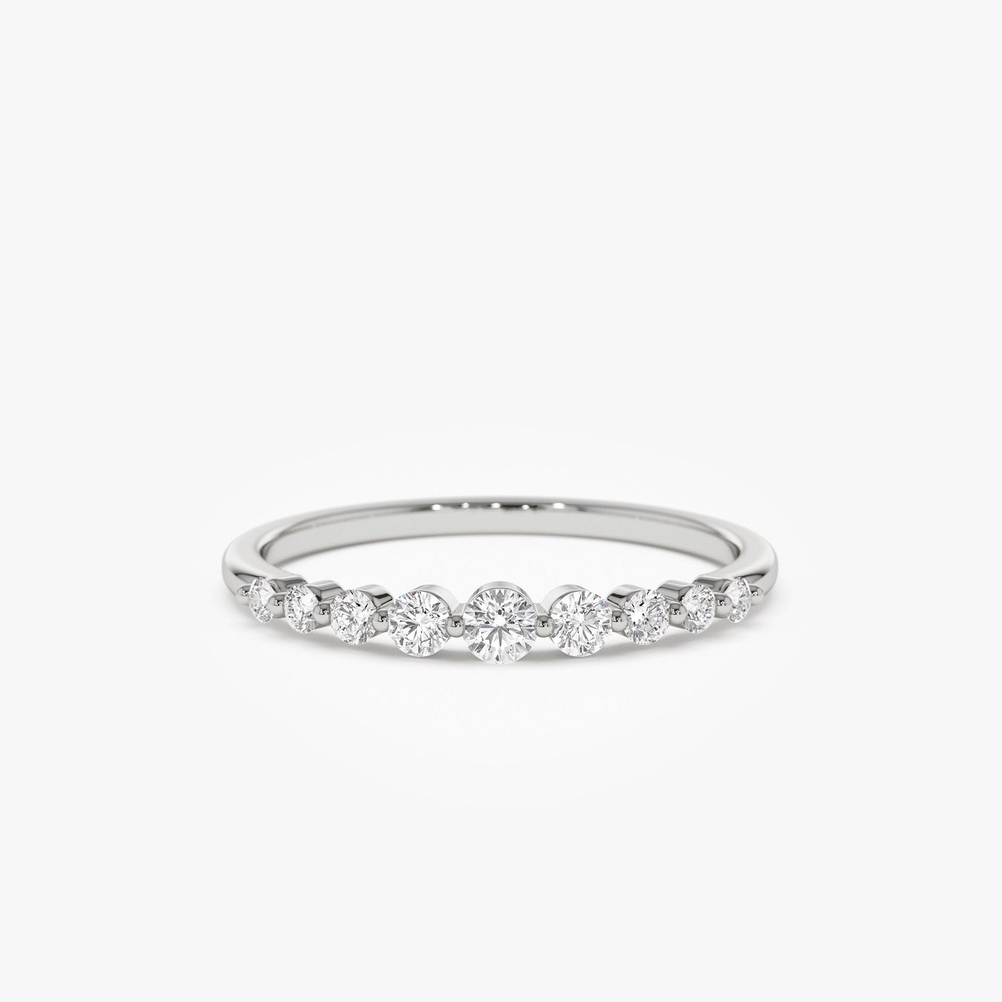 14k Gold Shared Prong Graduating Diamond Wedding Ring - Geum Jewels