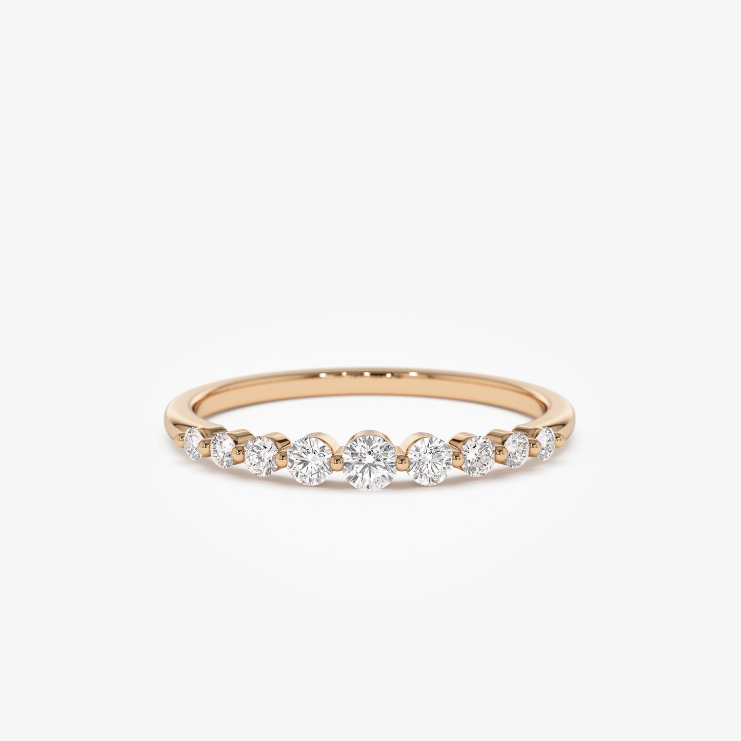 14k Gold Shared Prong Graduating Diamond Wedding Ring - Geum Jewels