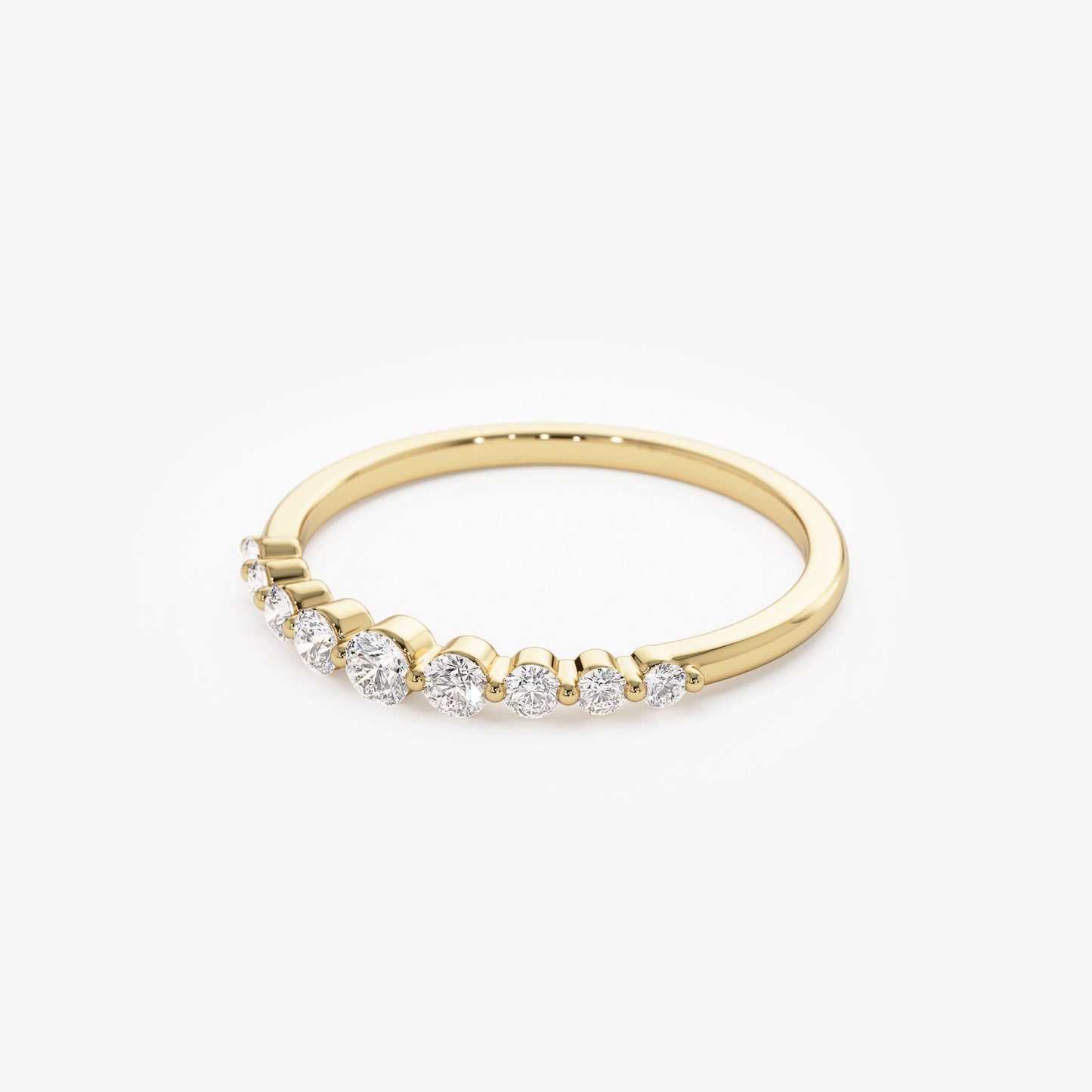 14k Gold Shared Prong Graduating Diamond Wedding Ring - Geum Jewels