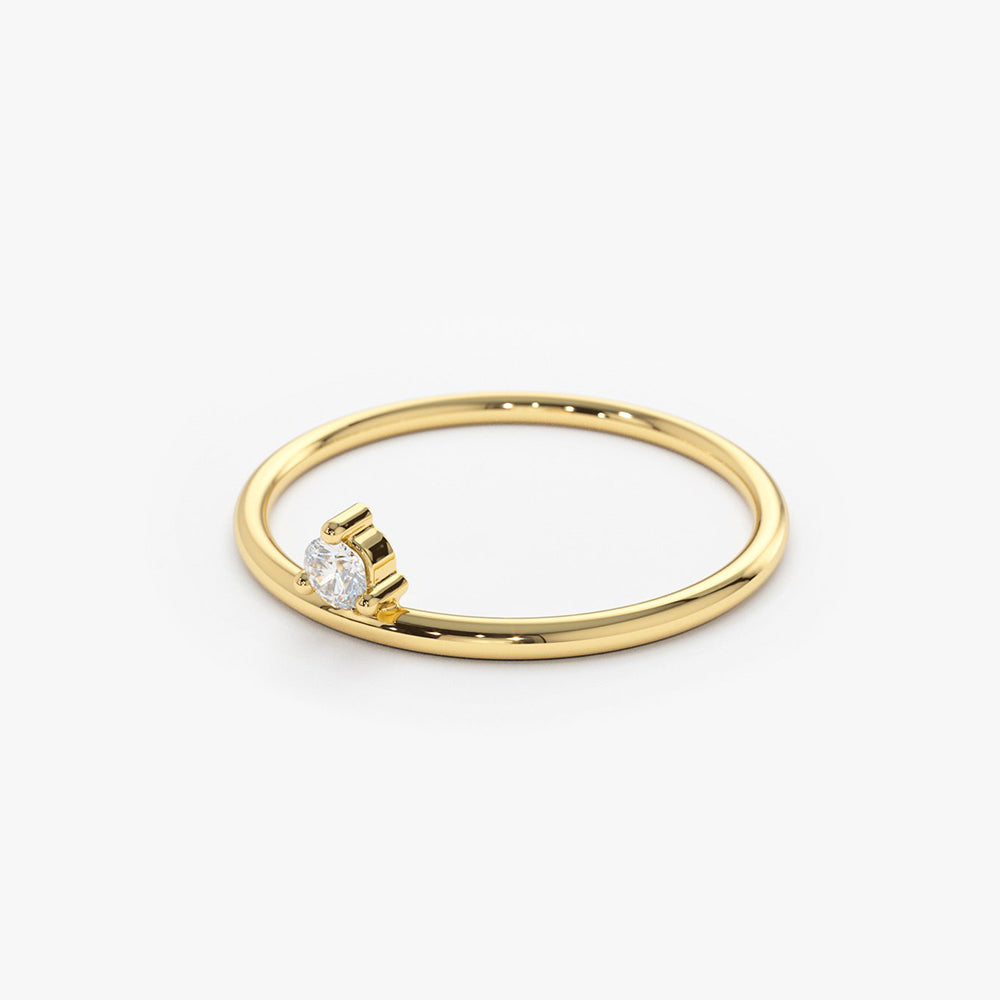 14K Gold Single Floating Diamond Ring