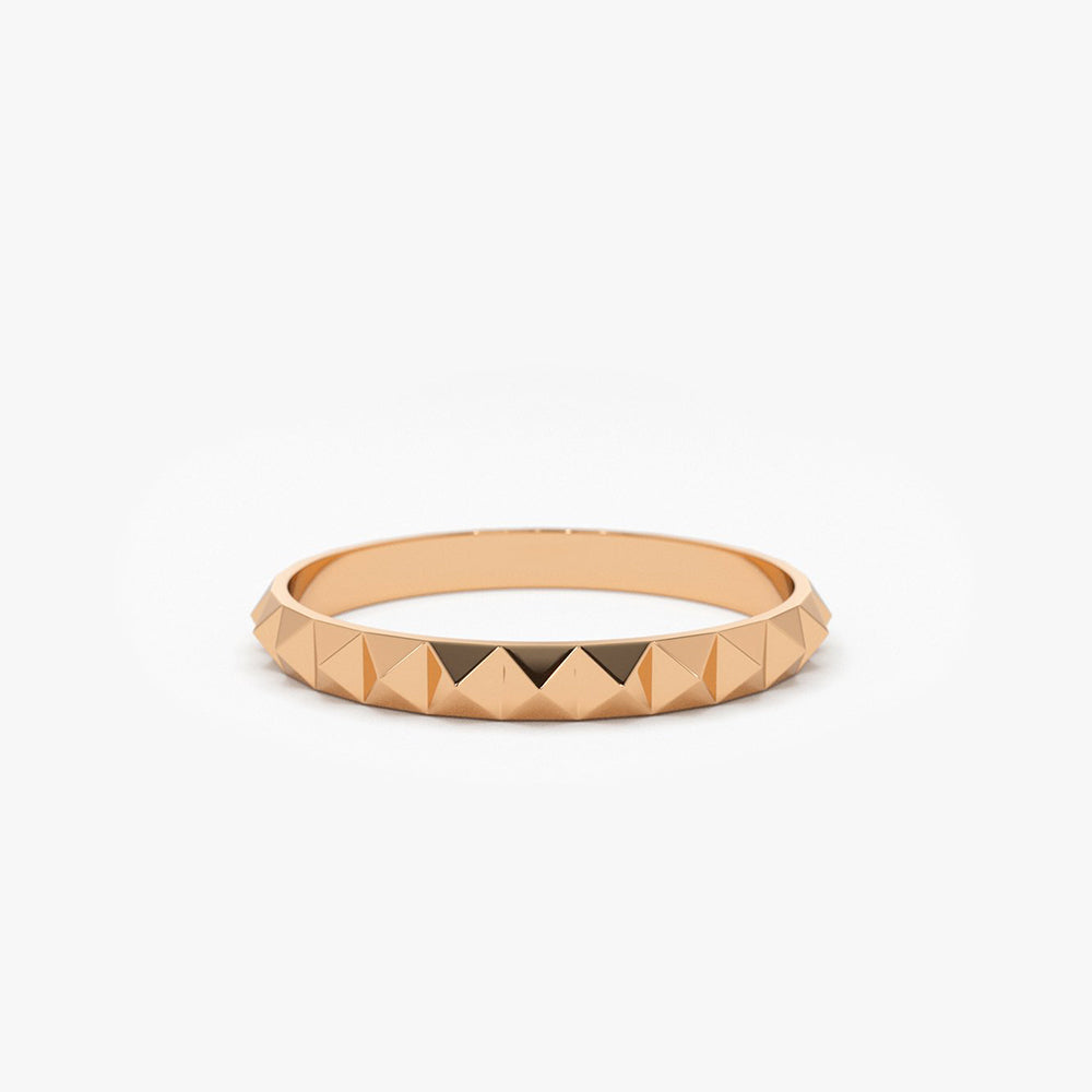 14K Gold Spike Pyramid Eternity Ring - Geum Jewels