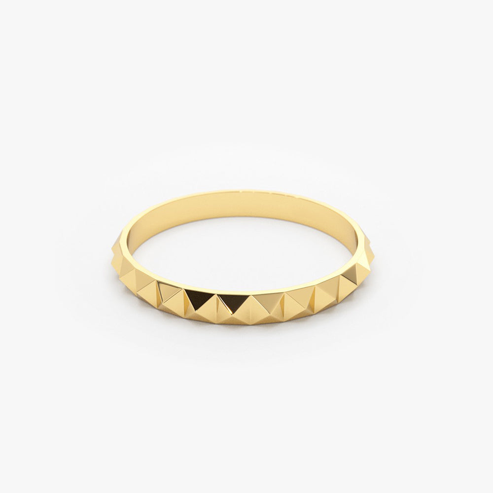 14K Gold Spike Pyramid Eternity Ring - Geum Jewels