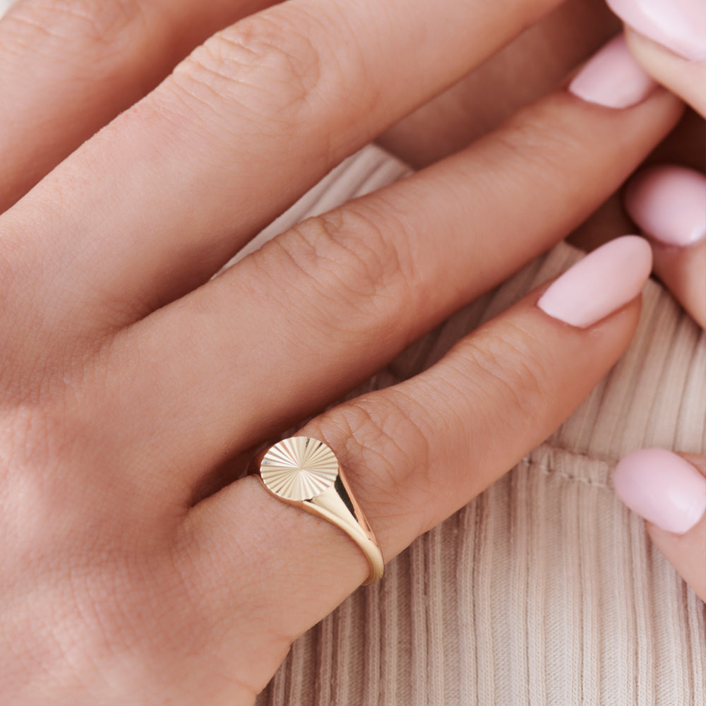 14k Gold Sun Signet Ring