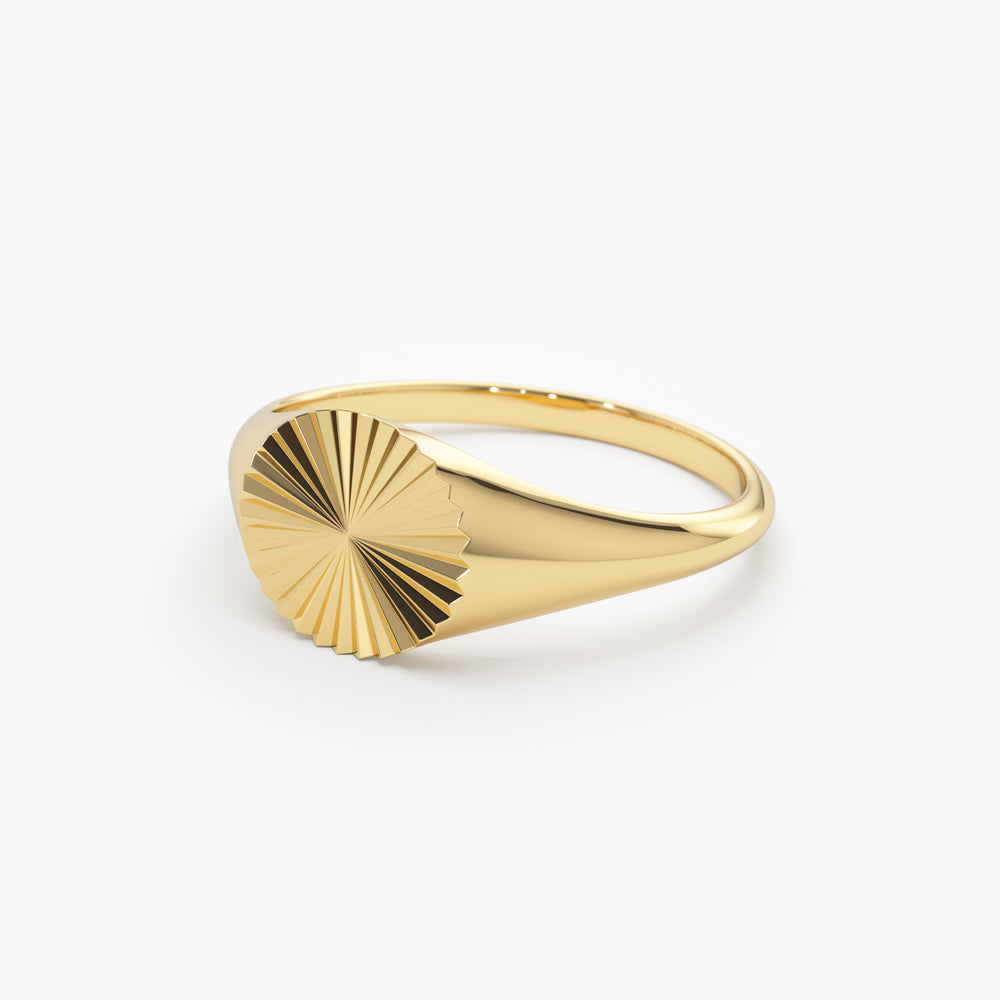 14k Gold Sun Signet Ring - Geum Jewels