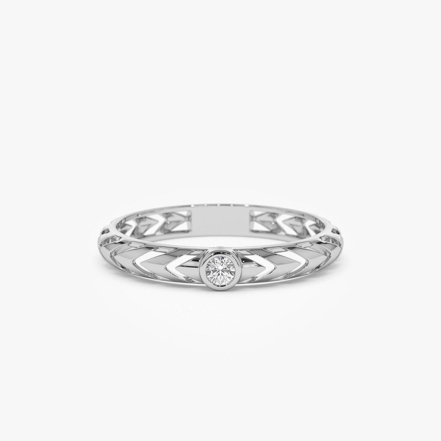 14k Gold Unique Diamond Modern Ring - Geum Jewels