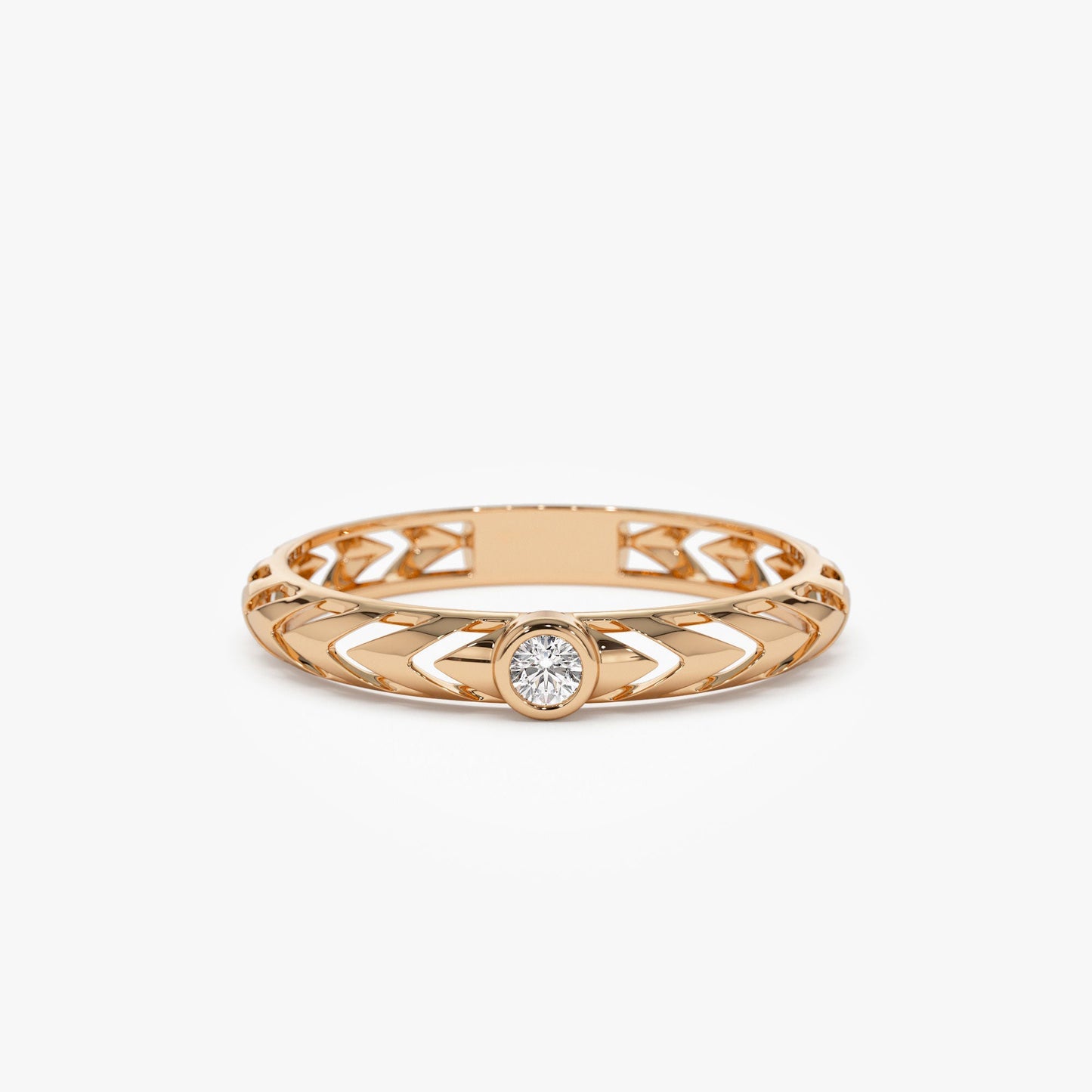 14k Gold Unique Diamond Modern Ring - Geum Jewels