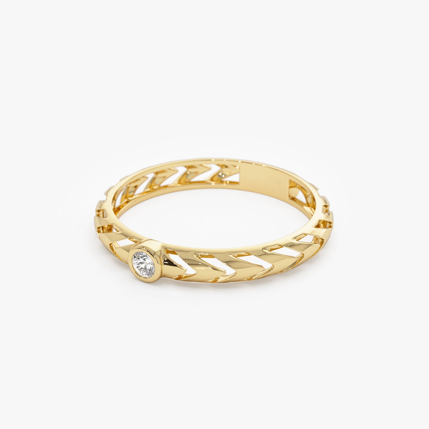 14k Gold Unique Diamond Modern Ring - Geum Jewels