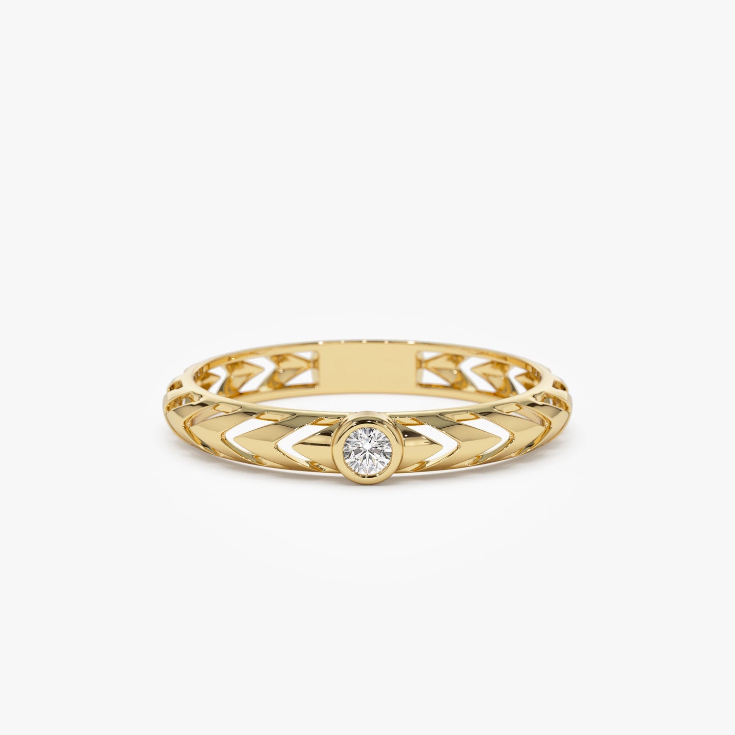 14k Gold Unique Diamond Modern Ring - Geum Jewels
