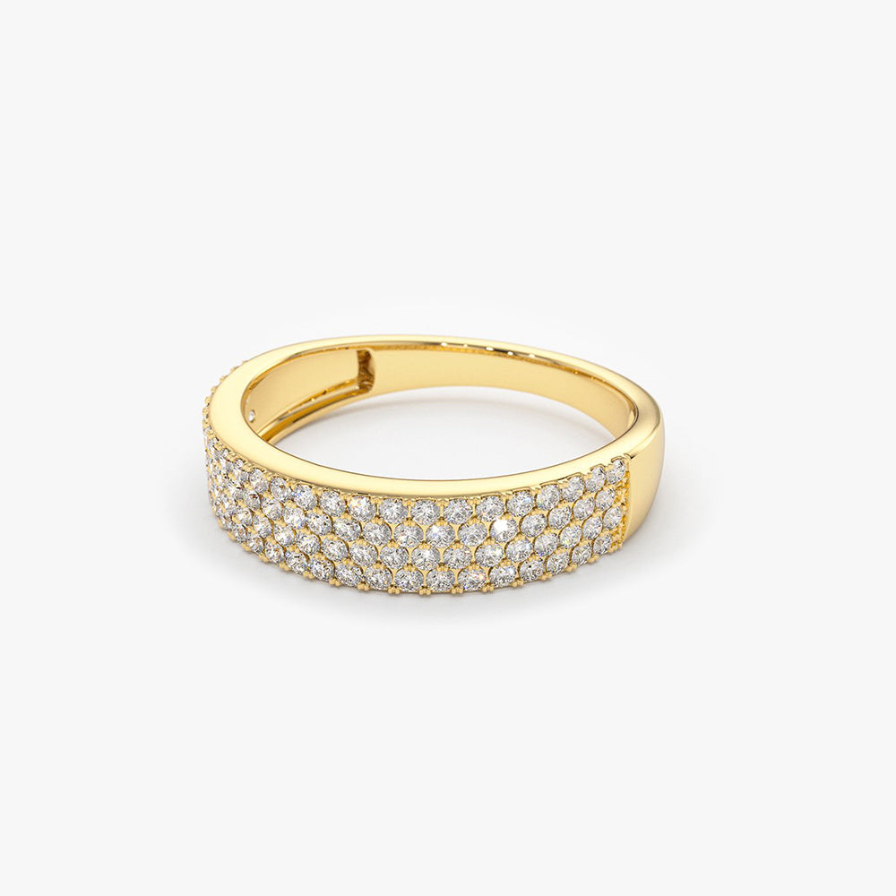 14k Half Eternity 4 Row Micro Pave Wedding Band