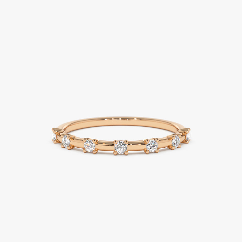 14K Half Eternity Minimalist Diamond Wedding Ring - Geum Jewels