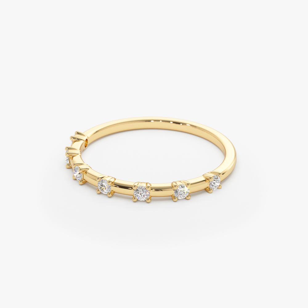 14K Half Eternity Minimalist Diamond Wedding Ring - Geum Jewels