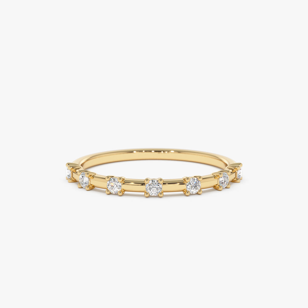 14K Half Eternity Minimalist Diamond Wedding Ring - Geum Jewels