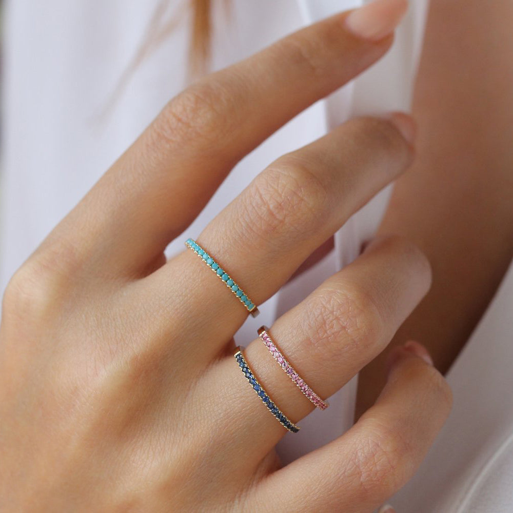 14k Half Eternity Pink Sapphire Ring