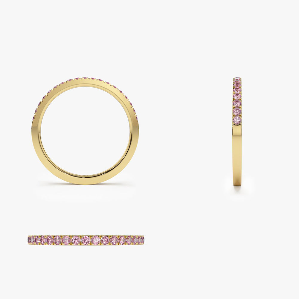14k Half Eternity Pink Sapphire Ring