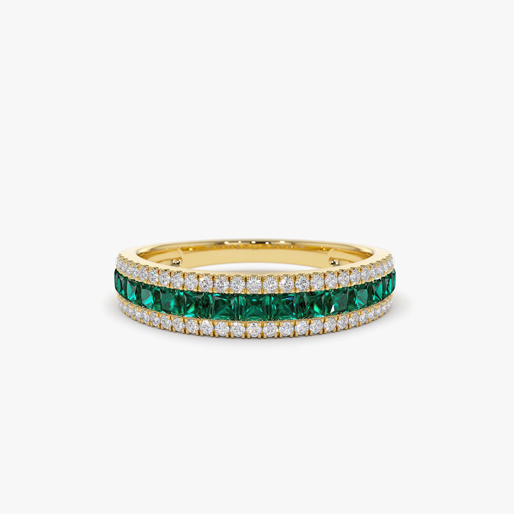 14k Half Eternity Square Emerald Anniversary Ring - Geum Jewels
