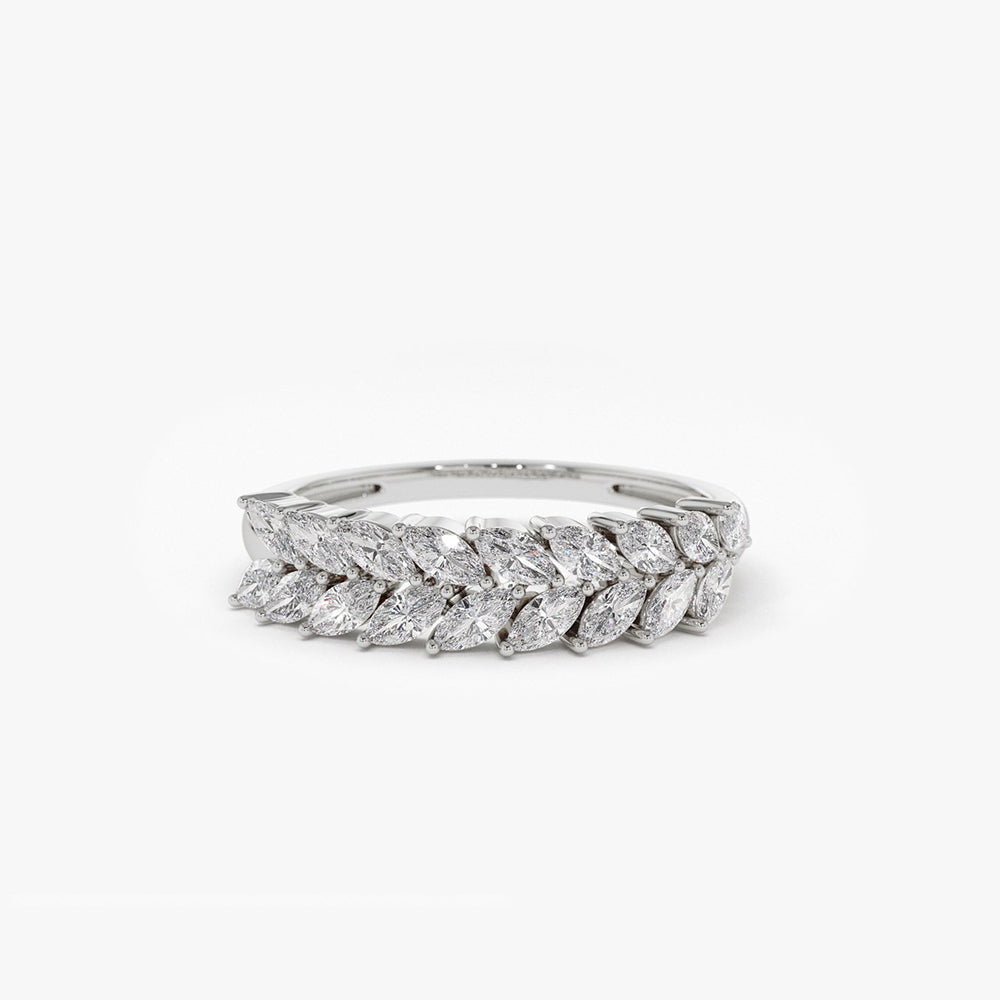 14k Half Eternity Two Rows Marquise Diamond Band - Geum Jewels