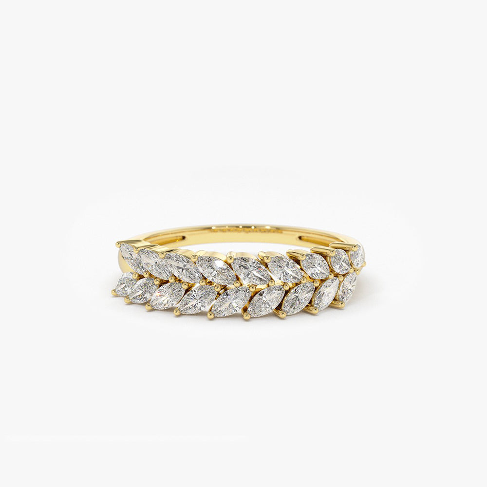 14k Half Eternity Two Rows Marquise Diamond Band - Geum Jewels