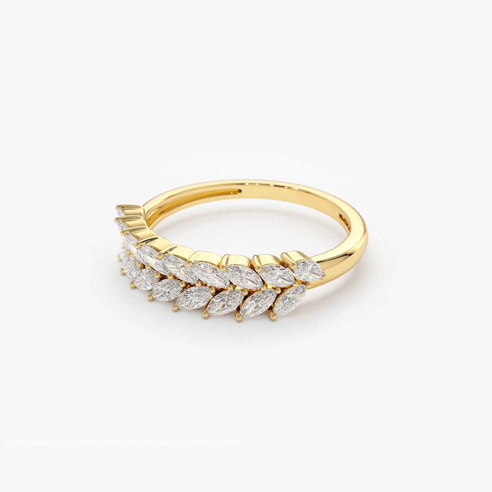 14k Half Eternity Two Rows Marquise Diamond Band - Geum Jewels