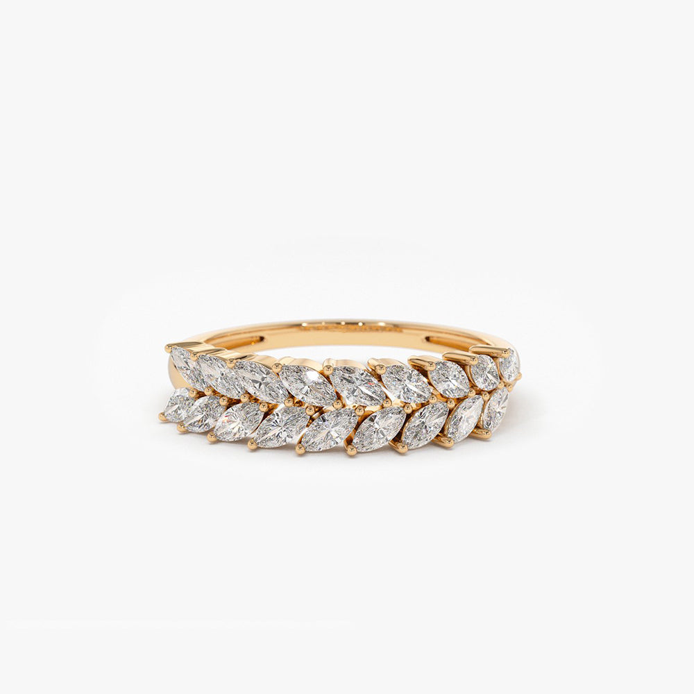 14k Half Eternity Two Rows Marquise Diamond Band - Geum Jewels
