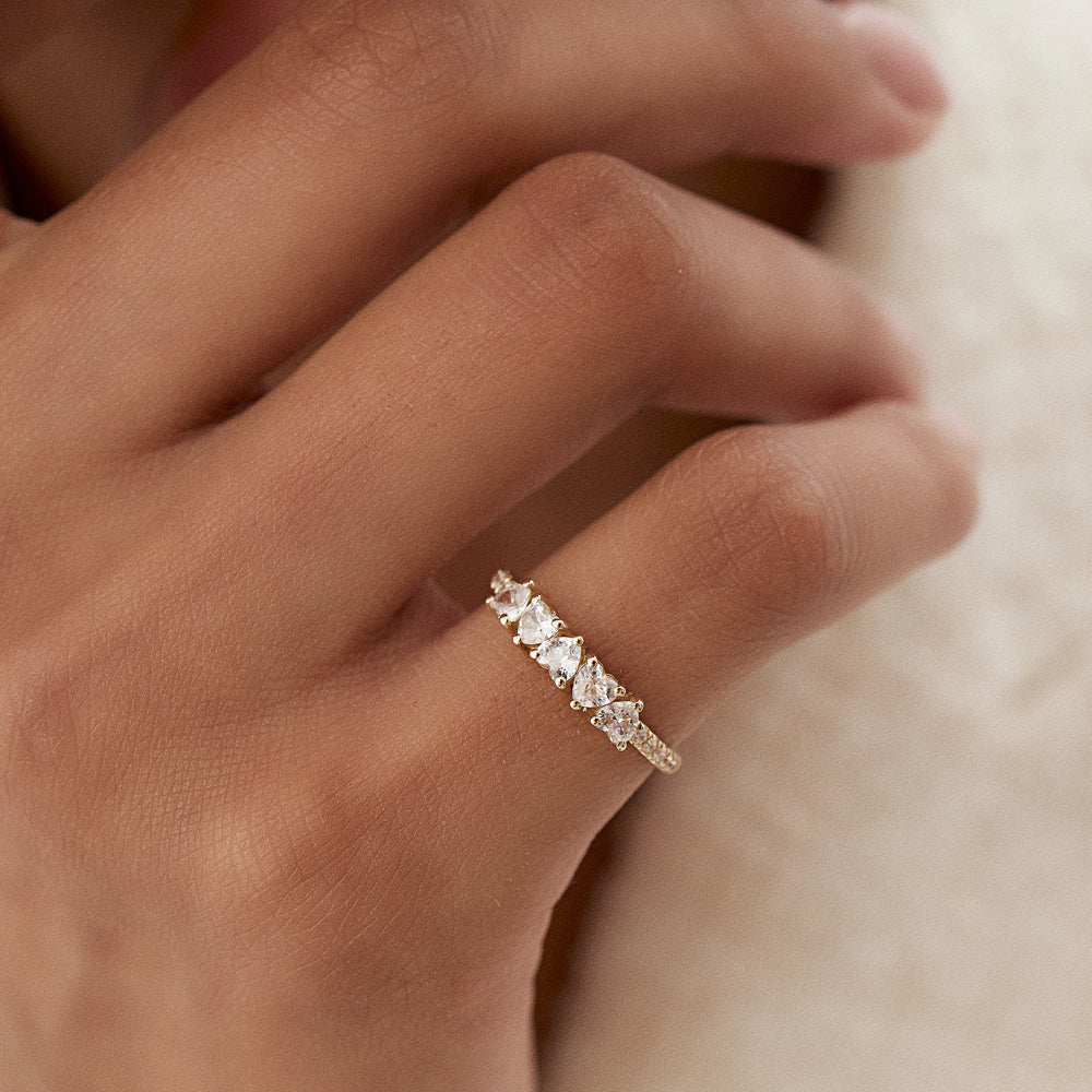 14k Heart Shaped Diamond Ring w/ Pave Diamonds