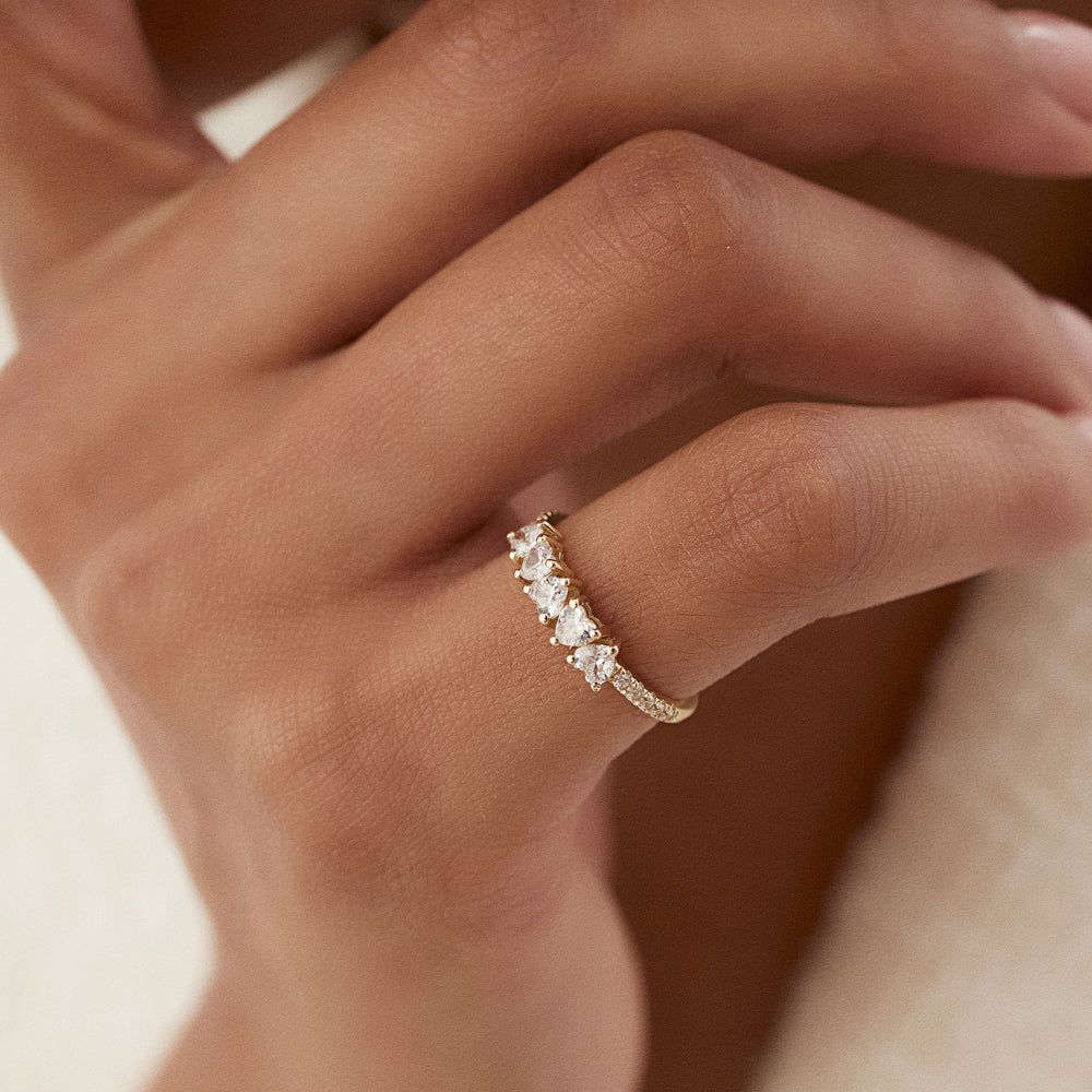 14k Heart Shaped Diamond Ring w/ Pave Diamonds