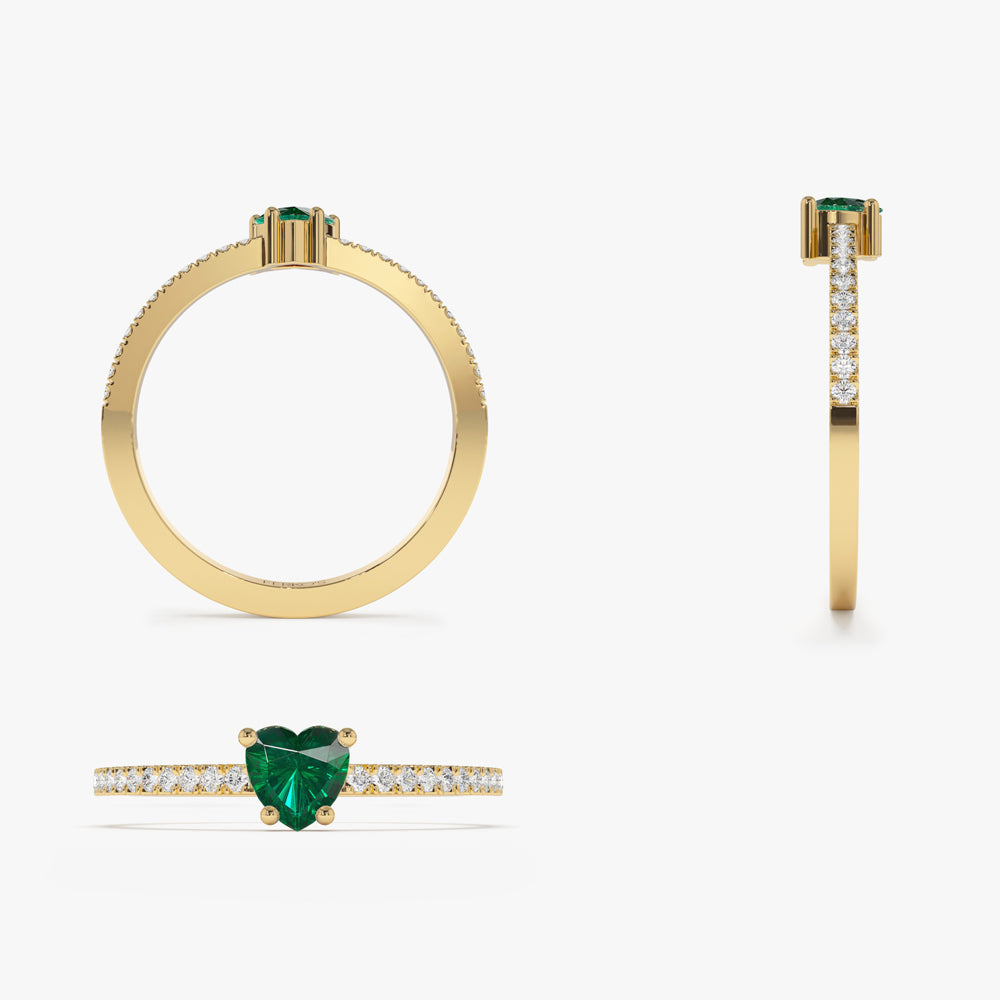 14k Heart-Shaped Emerald Ring