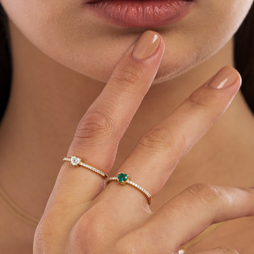 14k Heart-Shaped Emerald Ring