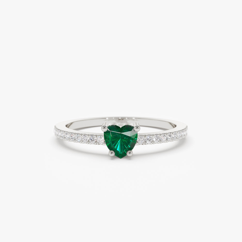 14k Heart-Shaped Emerald Ring - Geum Jewels