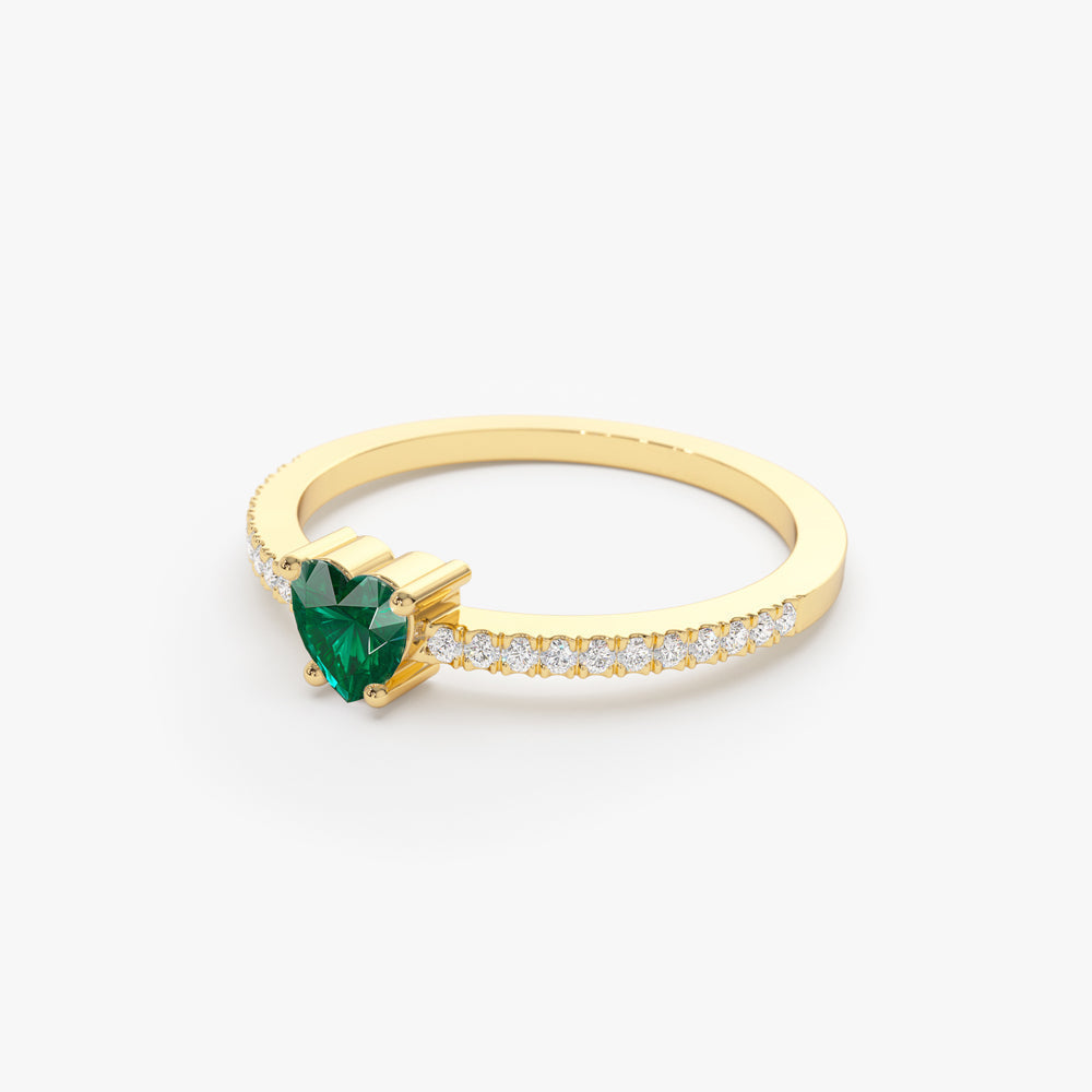 14k Heart-Shaped Emerald Ring - Geum Jewels