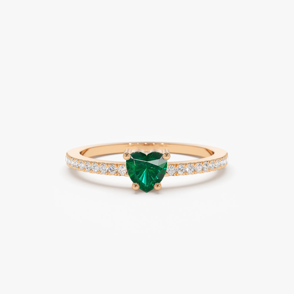 14k Heart-Shaped Emerald Ring - Geum Jewels