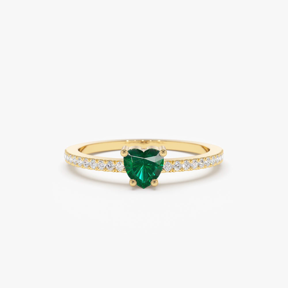 14k Heart-Shaped Emerald Ring - Geum Jewels
