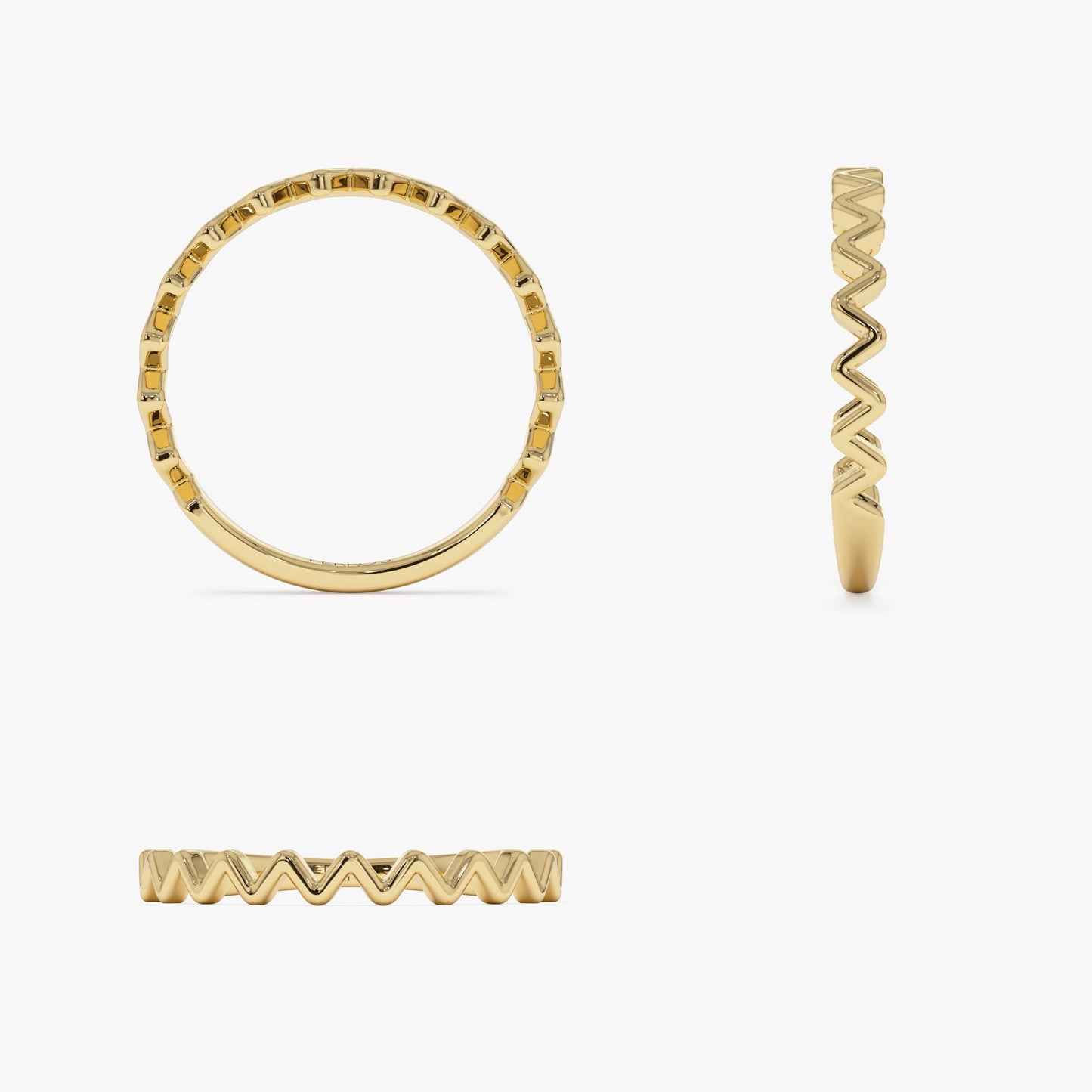 14K High and Low Zig Zag Ring