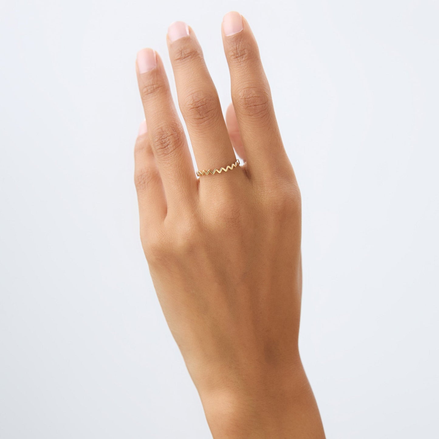 14K High and Low Zig Zag Ring