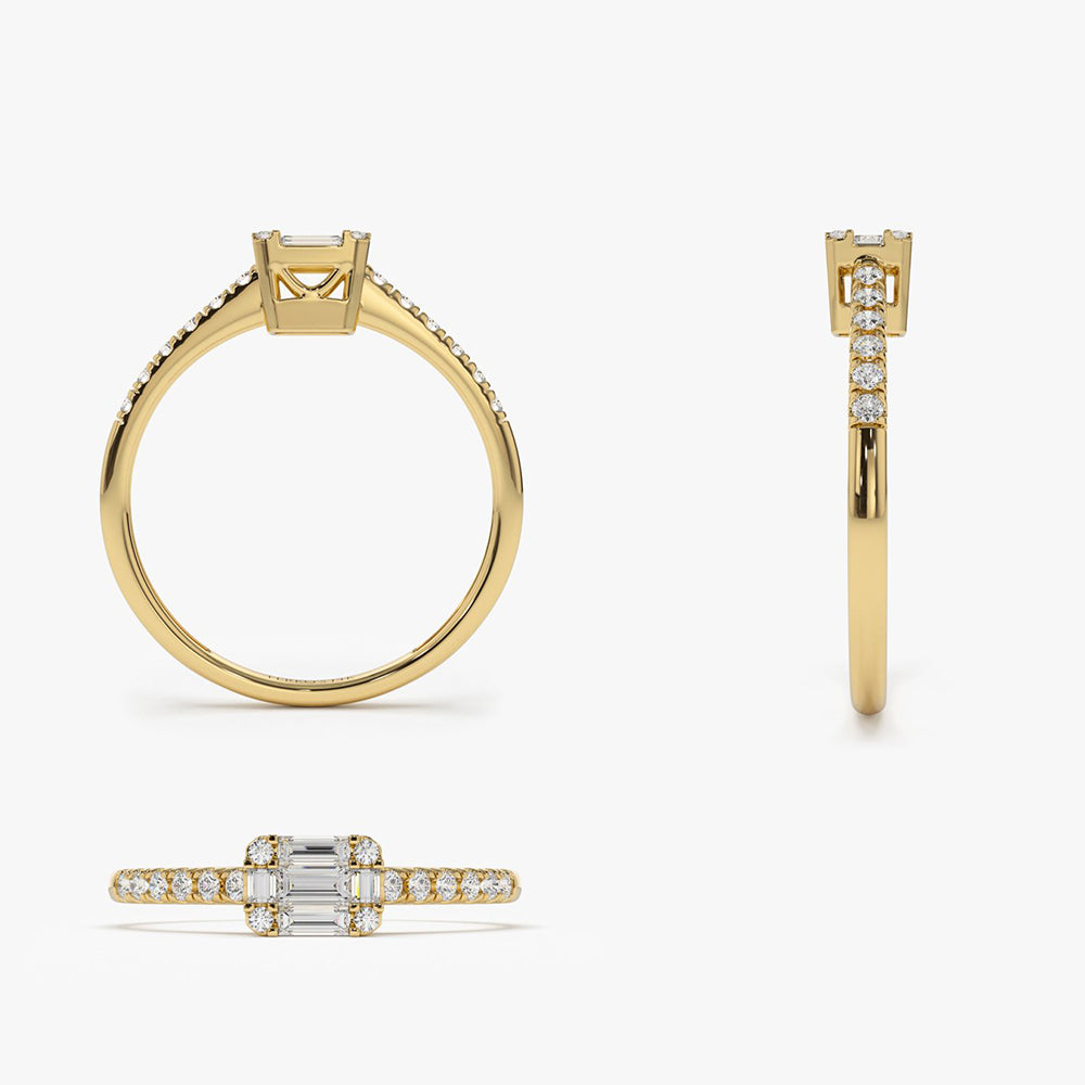 14k Illusion Setting East to West Baguette Diamond Ring