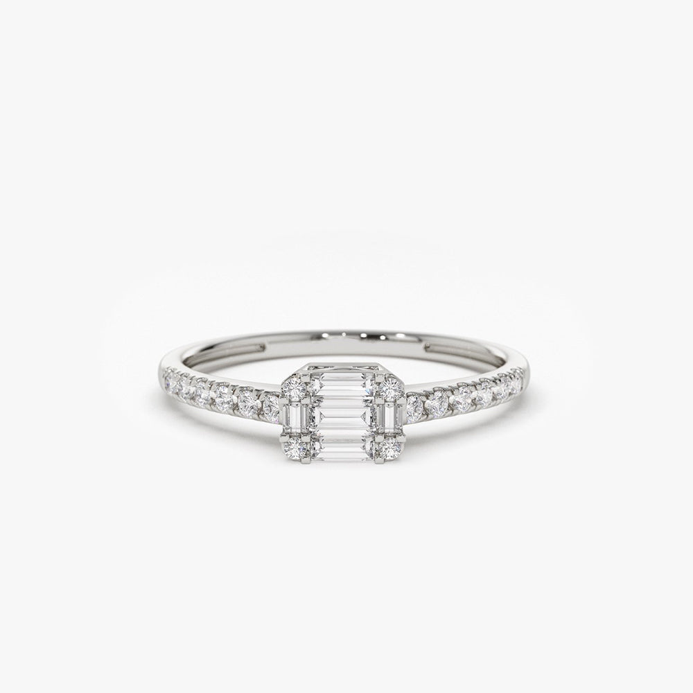 14k Illusion Setting East to West Baguette Diamond Ring - Geum Jewels