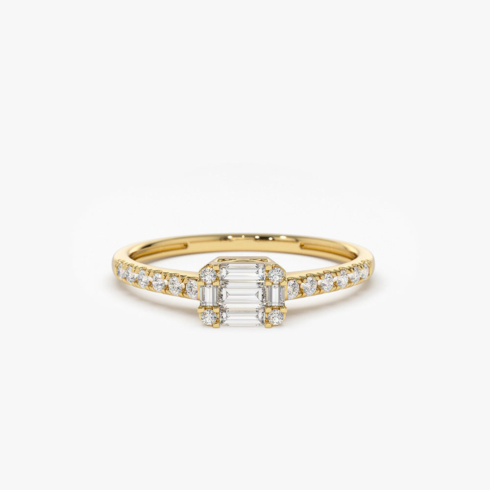 14k Illusion Setting East to West Baguette Diamond Ring - Geum Jewels