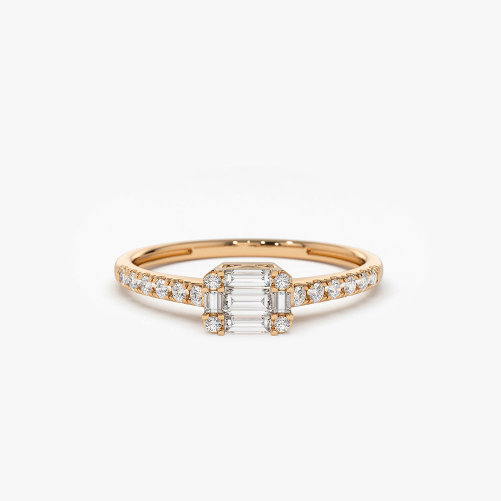 14k Illusion Setting East to West Baguette Diamond Ring - Geum Jewels