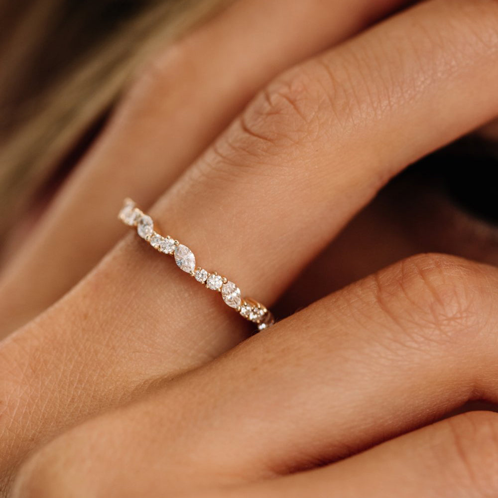 14k Marquise Cluster Stackable Wedding Ring