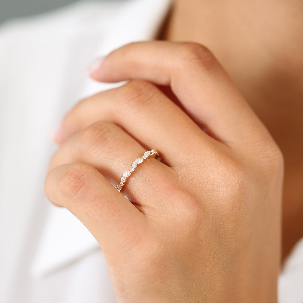14k Marquise Cluster Stackable Wedding Ring