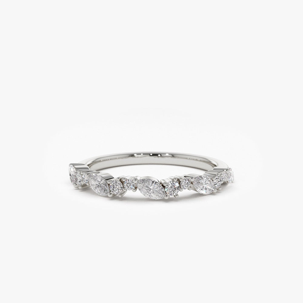 14k Marquise Cluster Stackable Wedding Ring - Geum Jewels