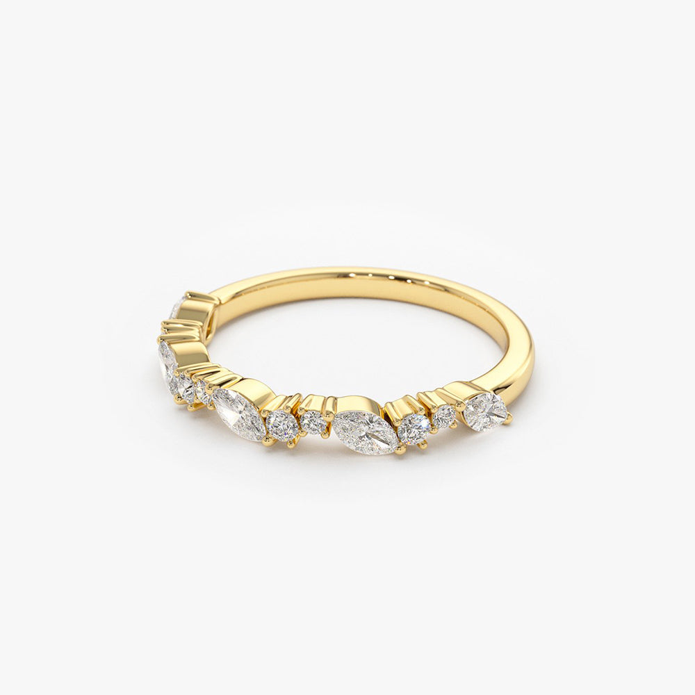 14k Marquise Cluster Stackable Wedding Ring - Geum Jewels