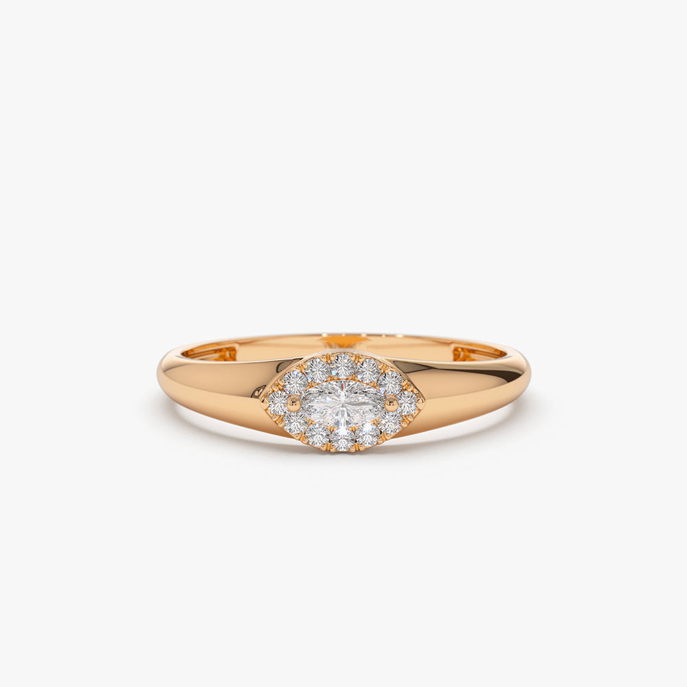 14K Marquise Diamond in Halo Setting Ring - Geum Jewels