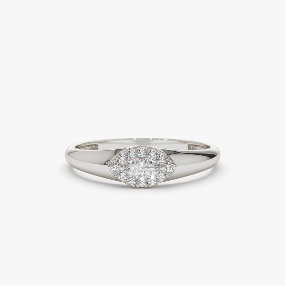 14K Marquise Diamond in Halo Setting Ring - Geum Jewels