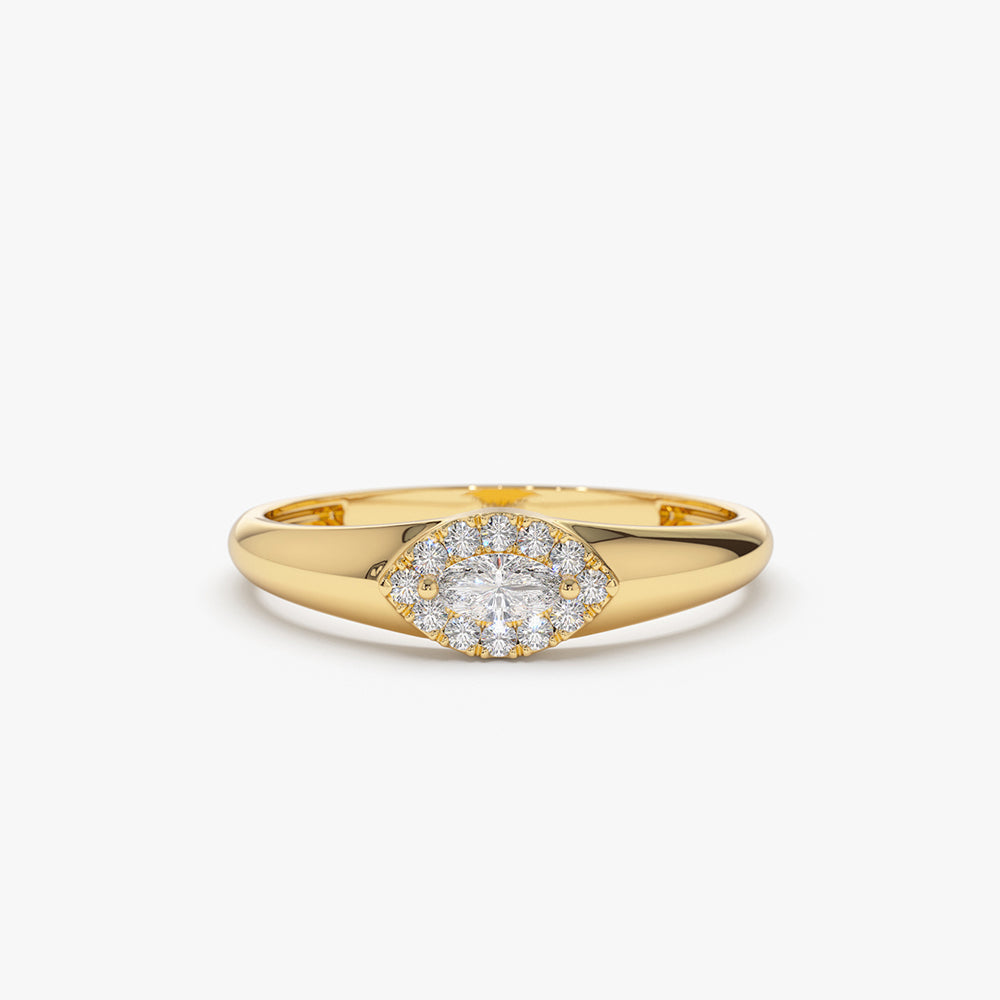 14K Marquise Diamond in Halo Setting Ring - Geum Jewels