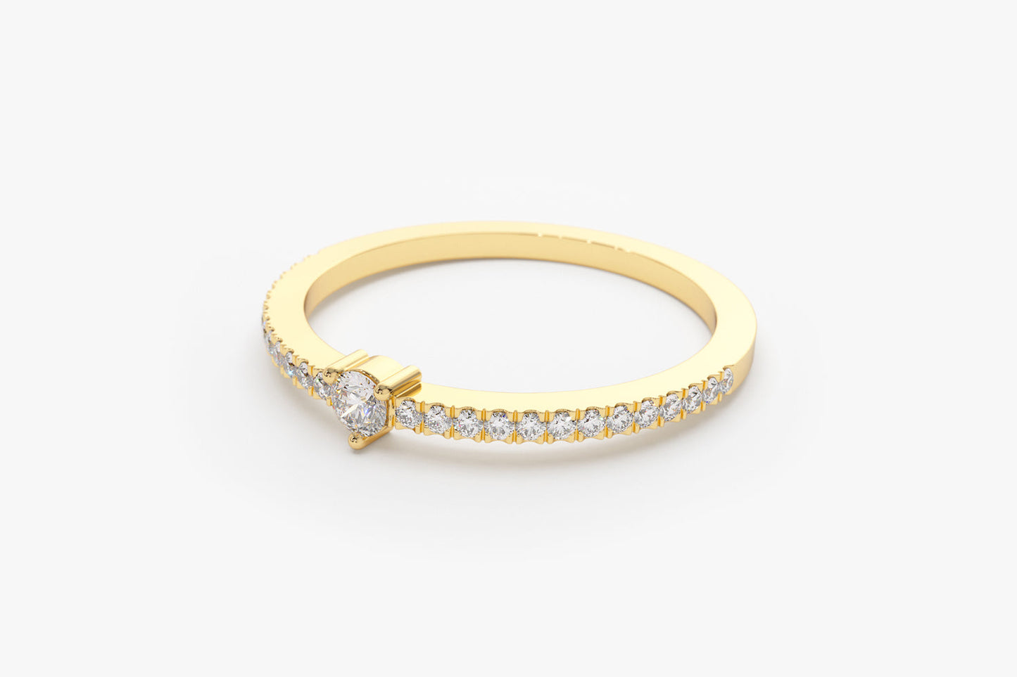 14k Minimalist Pave Diamond Stacking Ring - Geum Jewels