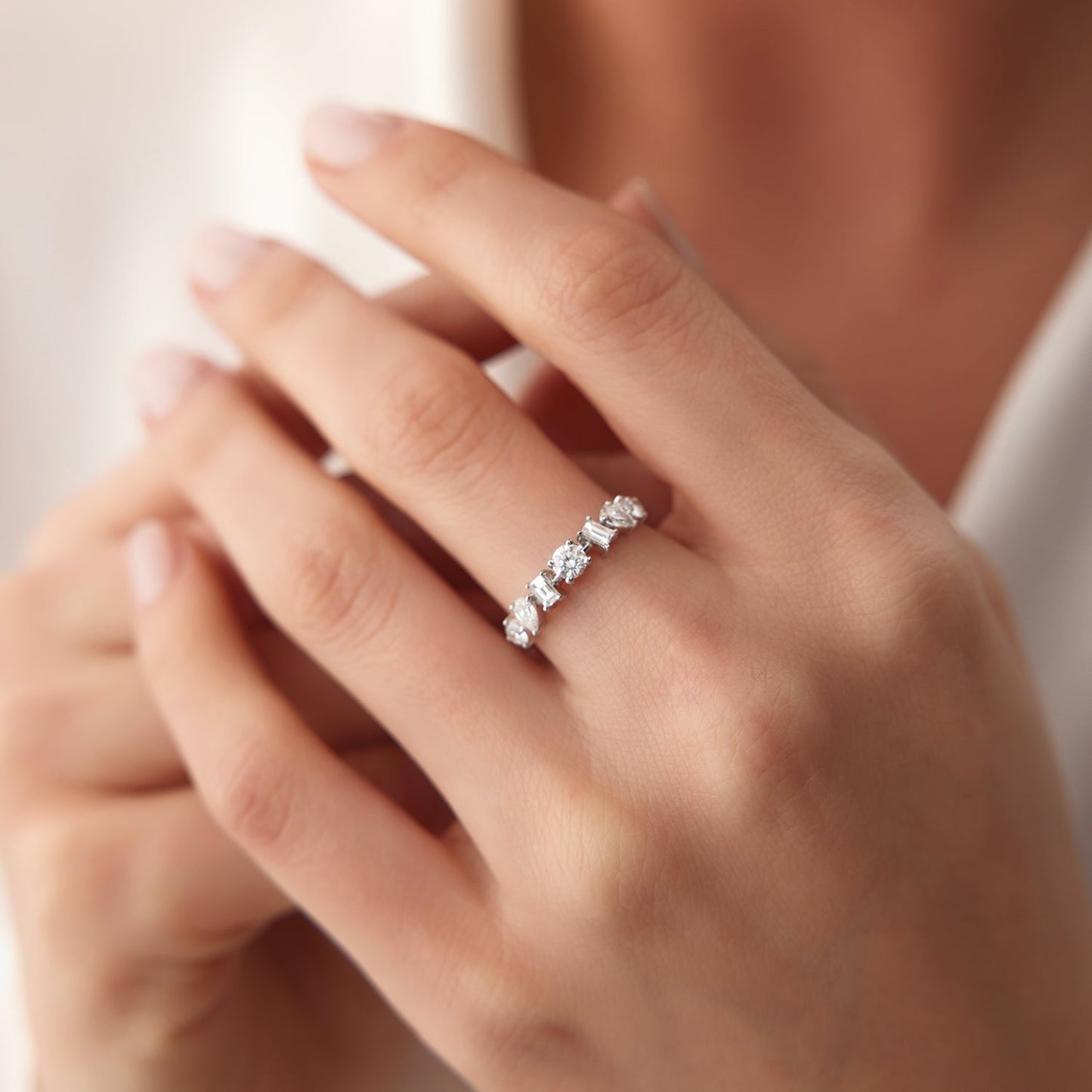 14k Mixed Cut Diamond Anniversary Ring