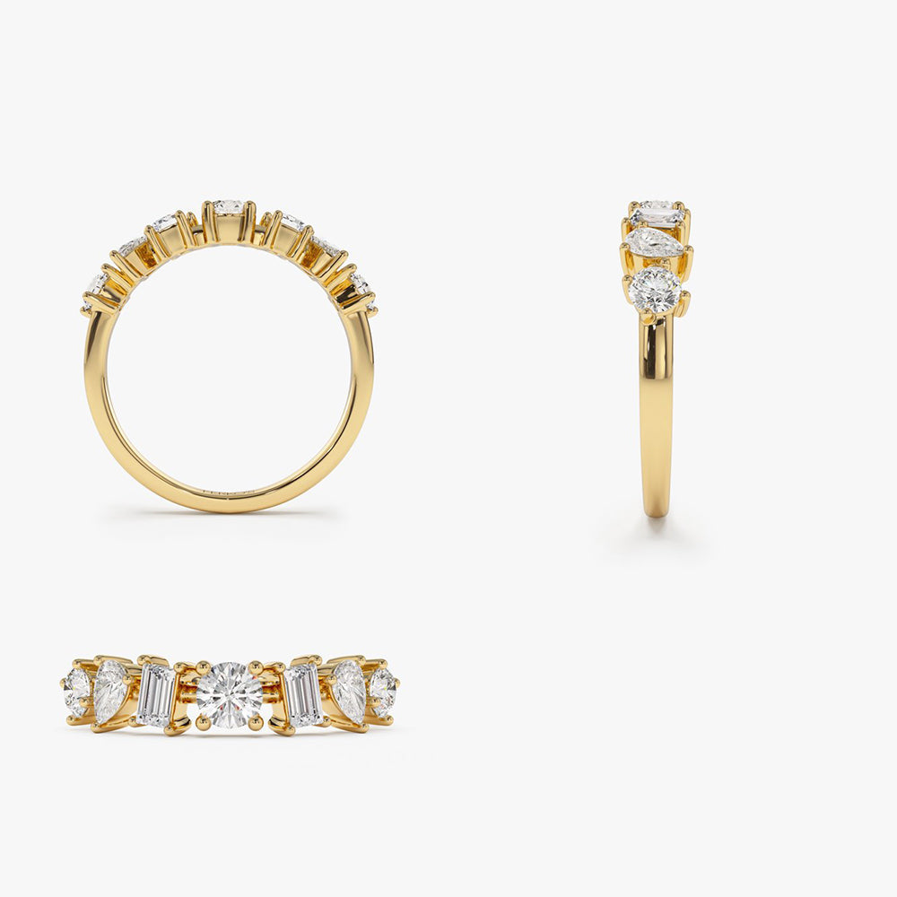 14k Mixed Cut Diamond Anniversary Ring